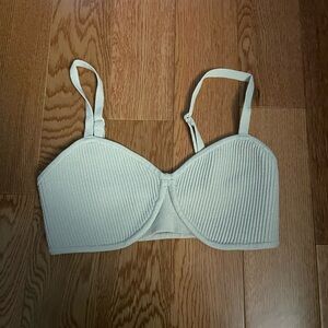 Women's Cream Ribbed Sculpt Knit Bralette